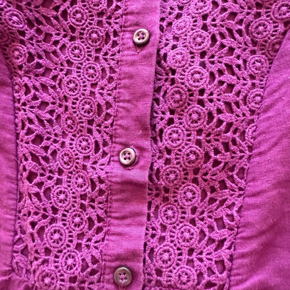 Croft & Barrow Women's Deep Purple Crochet Blouse